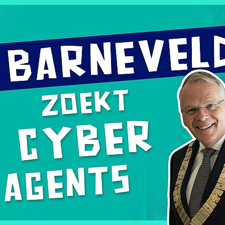 Afbeelding met tekst: Barneveld zoekt cyberagents. 